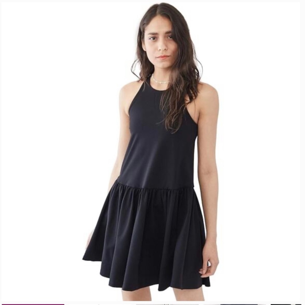 NWT $188 Susan Monaco black knit drop waist racerback tank dress M
